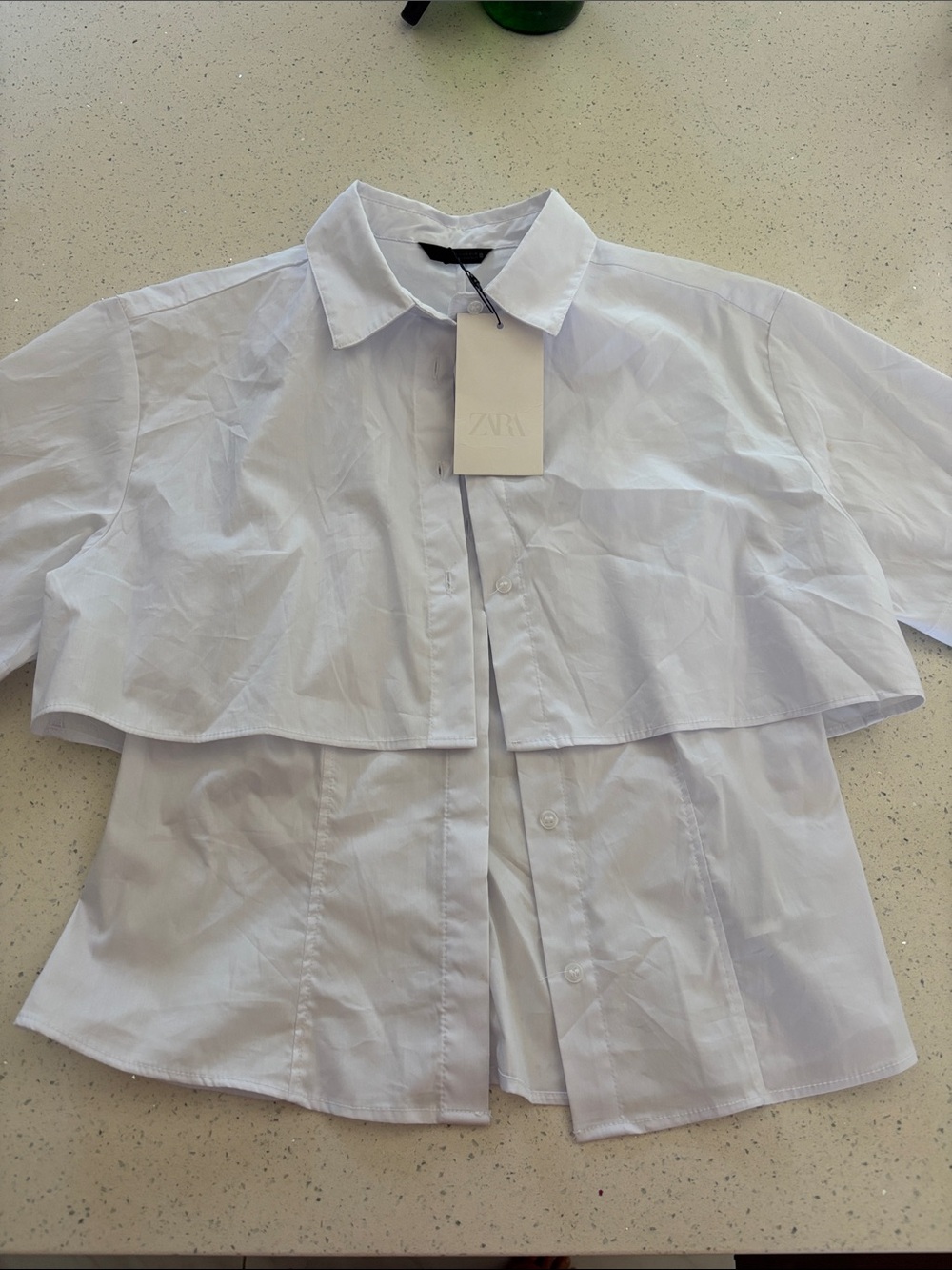 Zara White Layered Button-Down Top